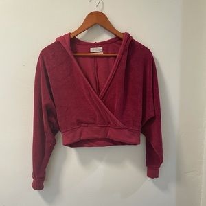 Urban Outfitters Cropped Hoodie - Maroon Size XS